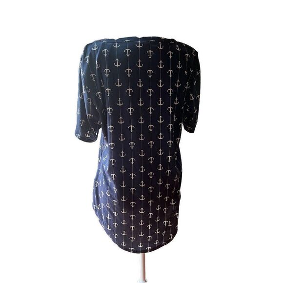 LULAROE M CLASSIC TEE ANCHORS NAUTICAL BLUE WHITE  MARINE - Picture 3 of 5
